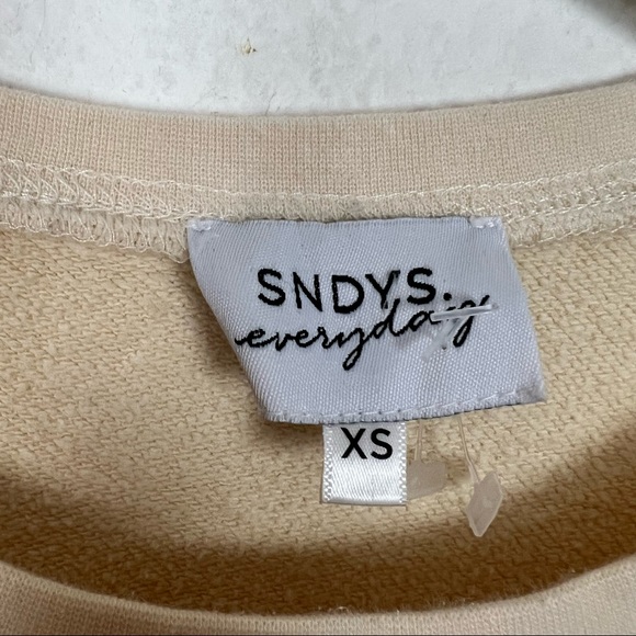 SNDYS Luxe fleece crew pullover sweatshirt sweater cream Sand Size XS - Picture 7 of 8